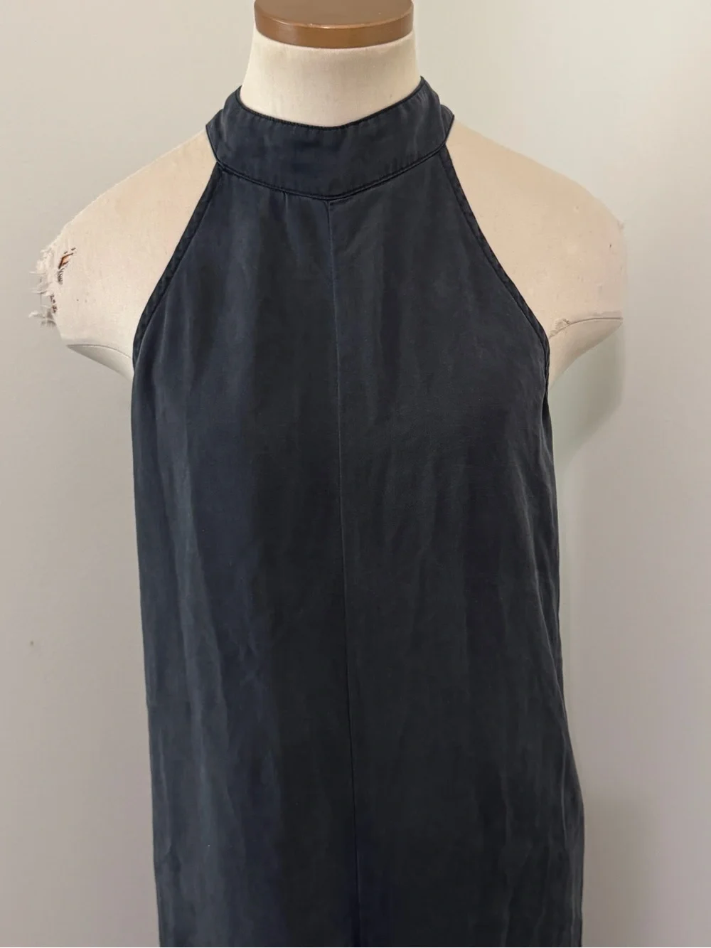 Bella Dahl Small Charcoal Sleeveless High Neck Wide Leg Jumpsuit